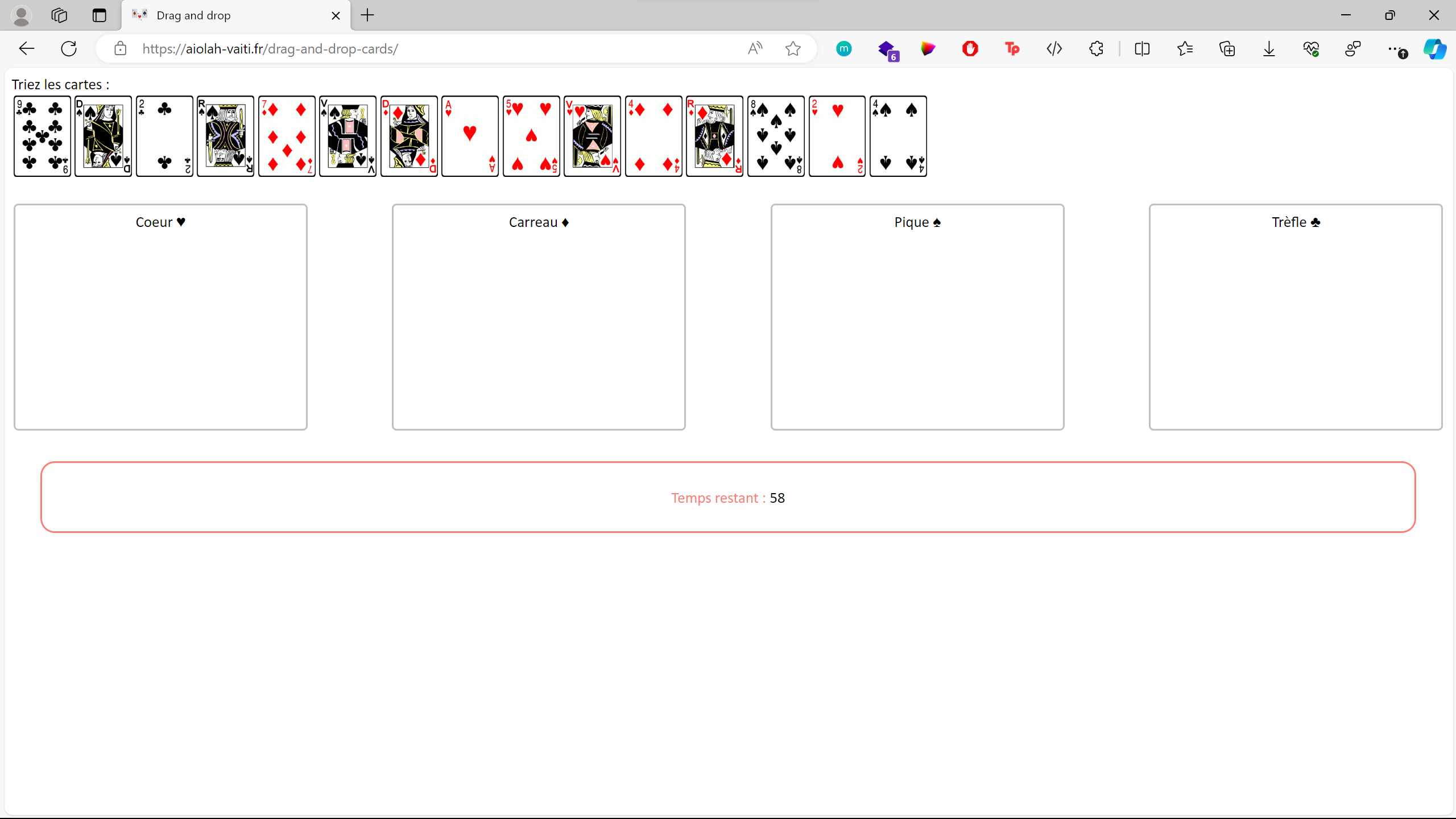 Jeu de drag and drop